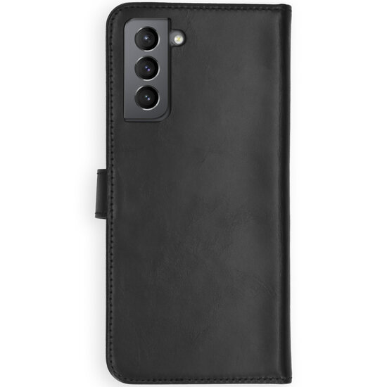Selencia - Genuine Leather Bookcase voor Samsung Galaxy S21 Plus - Black