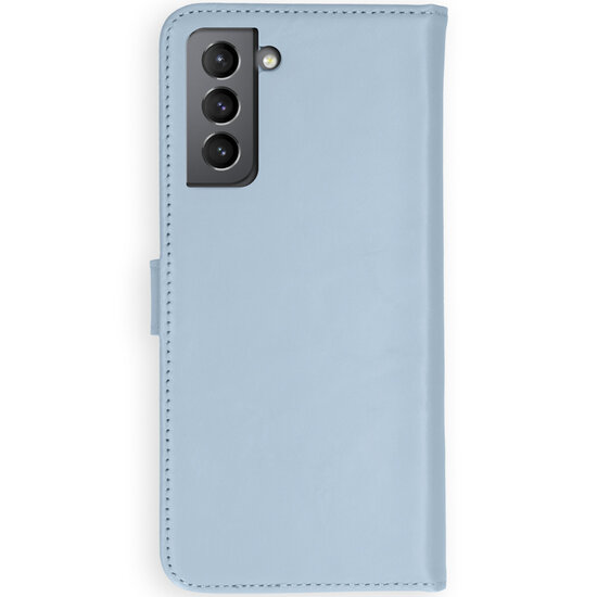 Selencia - Genuine Leather Bookcase voor Samsung Galaxy S21 Plus - Air Blue
