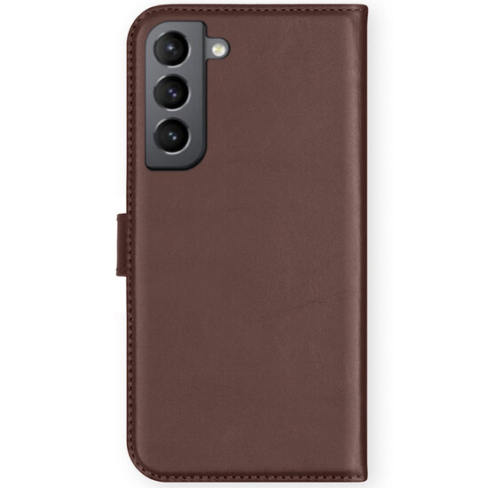 Selencia - Genuine Leather Bookcase voor Samsung Galaxy S21 FE - Brown