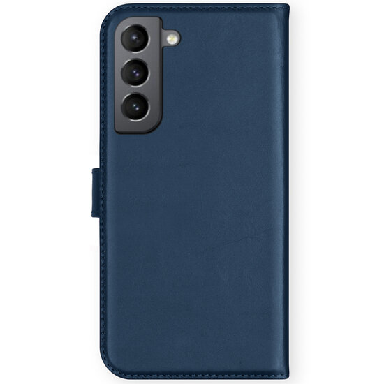 Selencia - Genuine Leather Bookcase voor Samsung Galaxy S21 FE - Blue