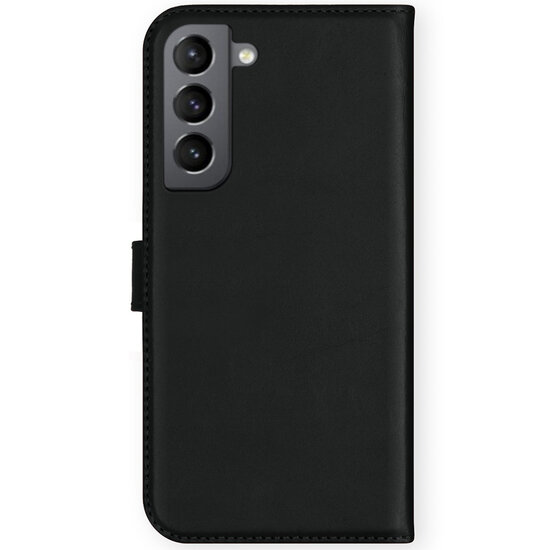 Selencia - Genuine Leather Bookcase voor Samsung Galaxy S21 FE - Black
