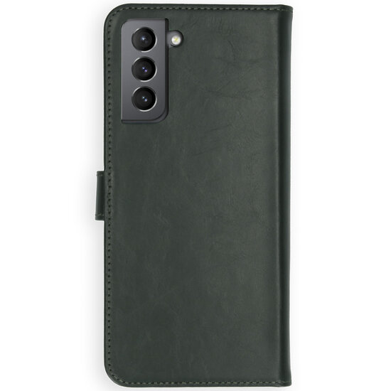 Selencia - Genuine Leather Bookcase voor Samsung Galaxy S21 - Green