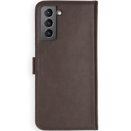 Selencia - Genuine Leather Bookcase voor Samsung Galaxy S21 - Brown