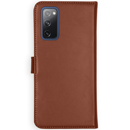 Selencia - Genuine Leather Bookcase voor Samsung Galaxy S20 FE - Light Brown