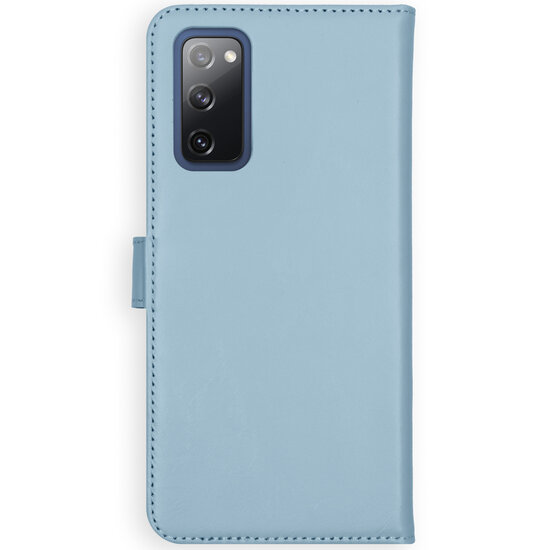 Selencia - Genuine Leather Bookcase voor Samsung Galaxy S20 FE - Air Blue