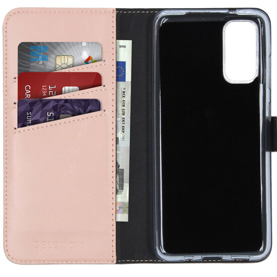Selencia - Genuine Leather Bookcase voor Samsung Galaxy S20 - Dusty Pink