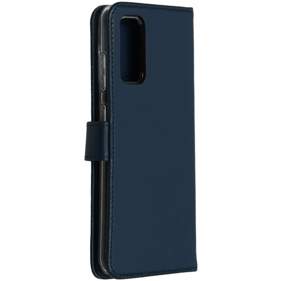 Selencia - Genuine Leather Bookcase voor Samsung Galaxy S20 - Blue
