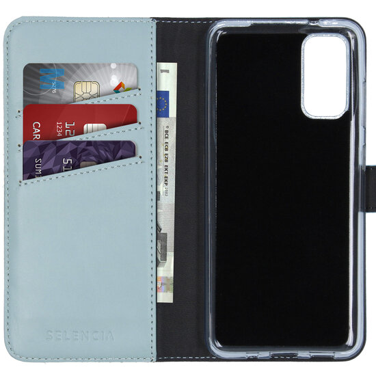 Selencia - Genuine Leather Bookcase voor Samsung Galaxy S20 - Air Blue