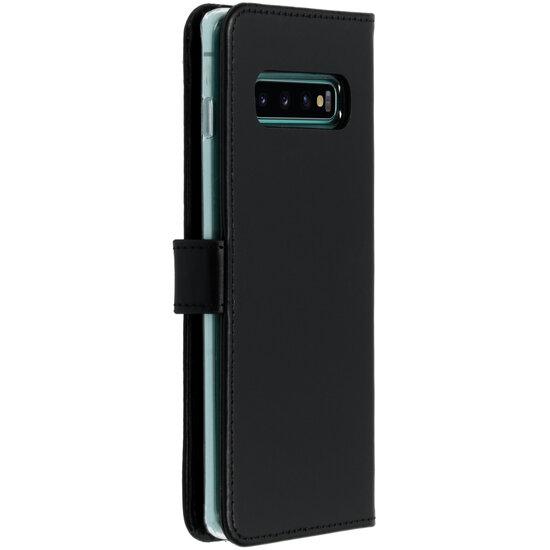 Selencia - Genuine Leather Bookcase voor Samsung Galaxy S10 Plus - Black