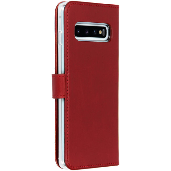 Selencia - Genuine Leather Bookcase voor Samsung Galaxy S10 - Red