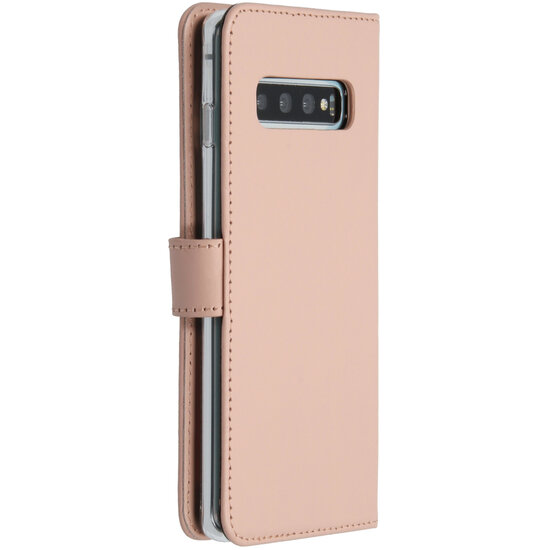 Selencia - Genuine Leather Bookcase voor Samsung Galaxy S10 - Dusty Pink