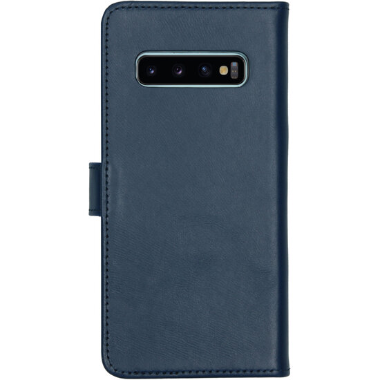 Selencia - Genuine Leather Bookcase voor Samsung Galaxy S10 - Blue