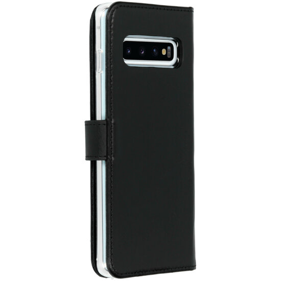 Selencia - Genuine Leather Bookcase voor Samsung Galaxy S10 - Black