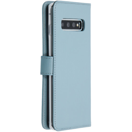Selencia - Genuine Leather Bookcase voor Samsung Galaxy S10 - Air Blue