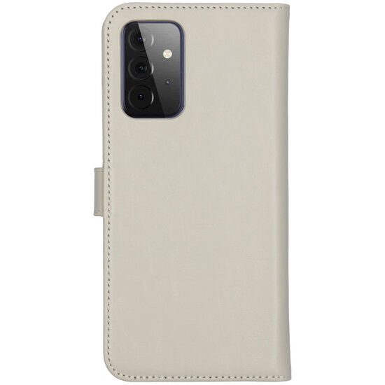 Selencia - Genuine Leather Bookcase voor Samsung Galaxy A72 - Greige