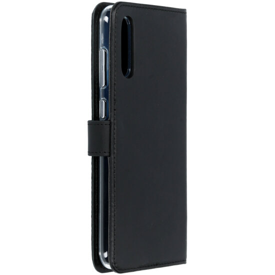 Selencia - Genuine Leather Bookcase voor Samsung Galaxy A70 - Black