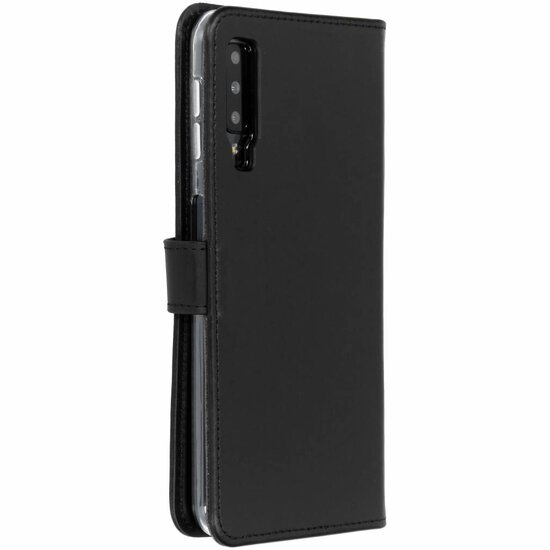 Selencia - Genuine Leather Bookcase voor Samsung Galaxy A7 (2018) - Black