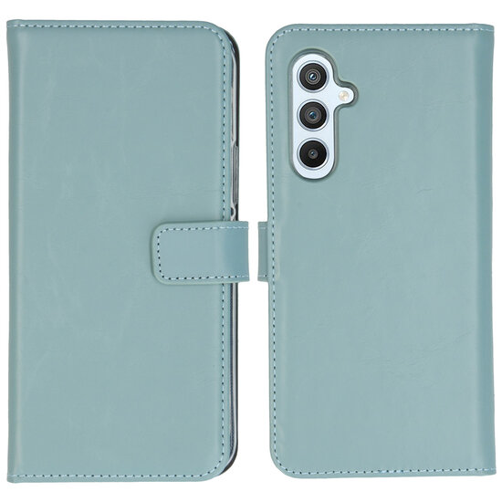 Selencia - Genuine Leather Bookcase voor Samsung Galaxy A54 (5G) - Light Blue