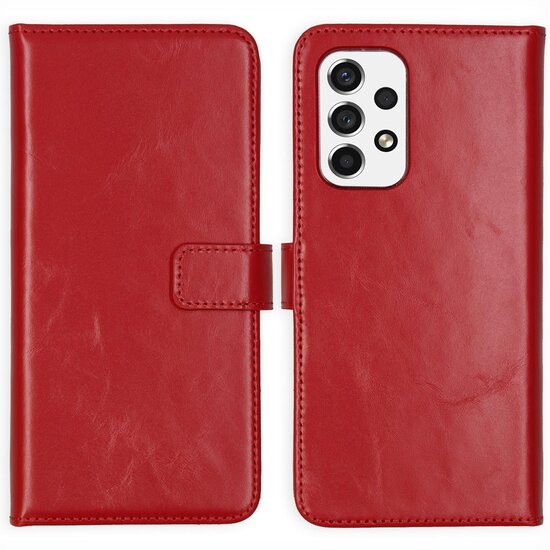 Selencia - Genuine Leather Bookcase voor Samsung Galaxy A53 - Red