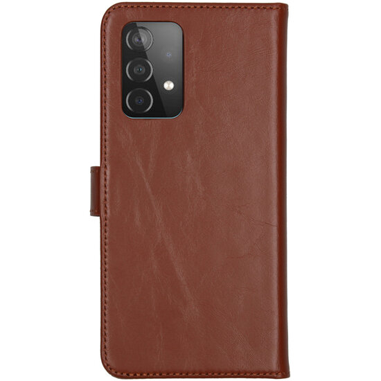 Selencia - Genuine Leather Bookcase voor Samsung Galaxy A52(s) (5G/4G) - Light Brown