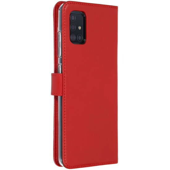 Selencia - Genuine Leather Bookcase voor Samsung Galaxy A51 - Red