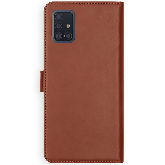Selencia - Genuine Leather Bookcase voor Samsung Galaxy A51 - Light Brown