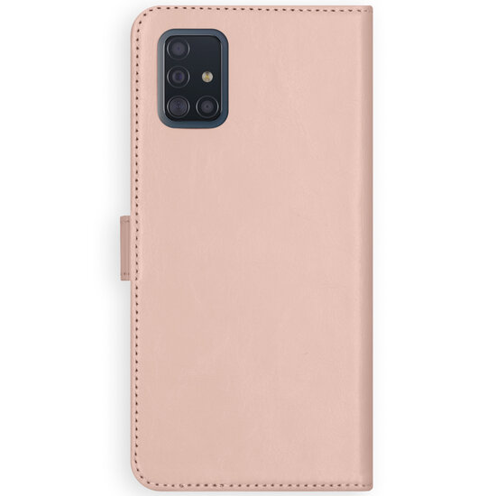 Selencia - Genuine Leather Bookcase voor Samsung Galaxy A51 - Dusty Pink