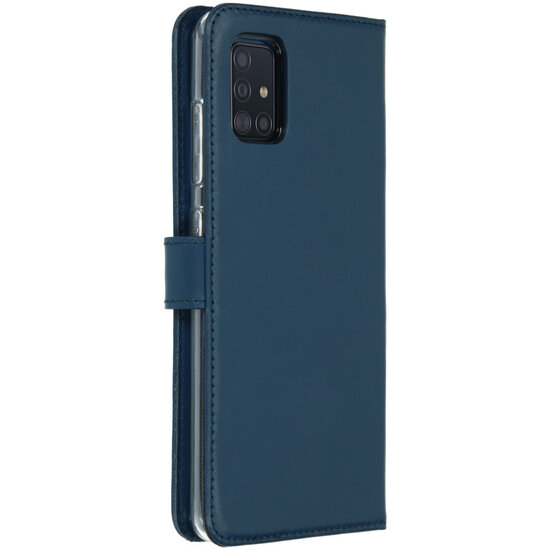 Selencia - Genuine Leather Bookcase voor Samsung Galaxy A51 - Blue