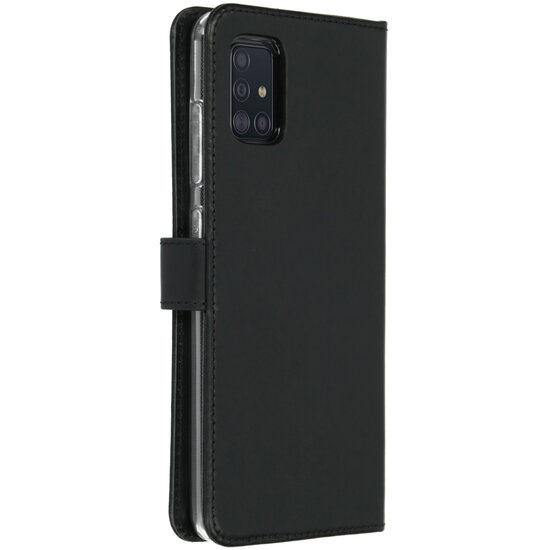 Selencia - Genuine Leather Bookcase voor Samsung Galaxy A51 - Black