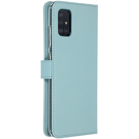 Selencia - Genuine Leather Bookcase voor Samsung Galaxy A51 - Air Blue