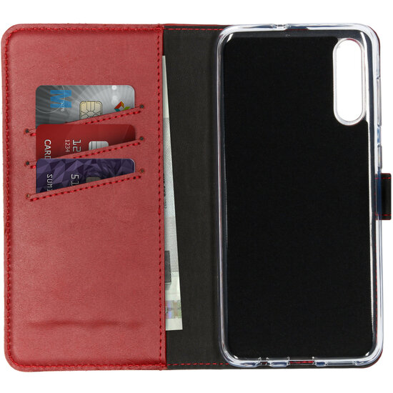 Selencia - Genuine Leather Bookcase voor Samsung Galaxy A50 / A30s - Red
