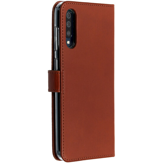 Selencia - Genuine Leather Bookcase voor Samsung Galaxy A50 / A30s - Light Brown