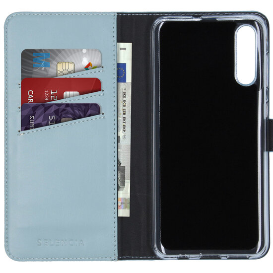 Selencia - Genuine Leather Bookcase voor Samsung Galaxy A50 / A30s - Air Blue