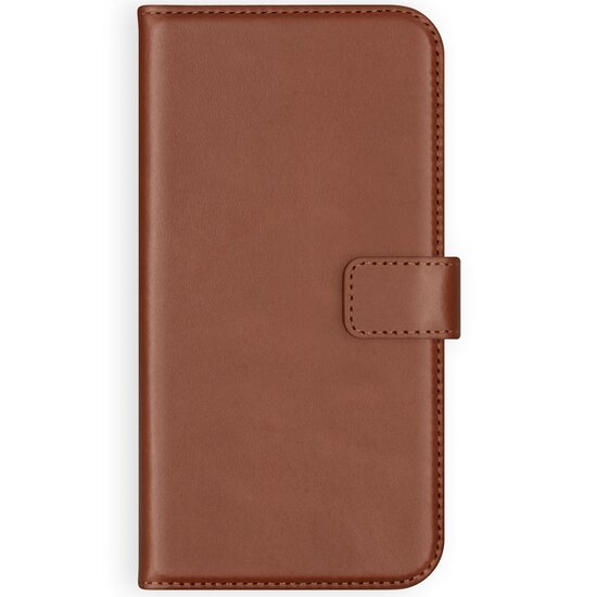 Selencia - Genuine Leather Bookcase voor Samsung Galaxy A42 - Light Brown