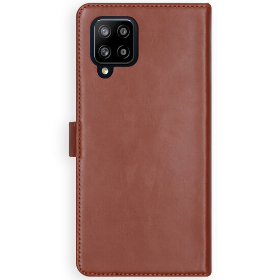 Selencia - Genuine Leather Bookcase voor Samsung Galaxy A42 - Light Brown