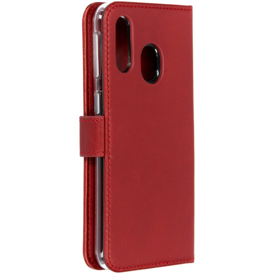 Selencia - Genuine Leather Bookcase voor Samsung Galaxy A40 - Red
