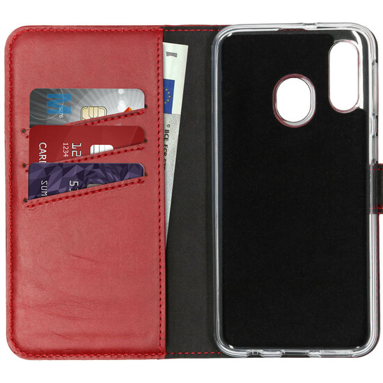 Selencia - Genuine Leather Bookcase voor Samsung Galaxy A40 - Red