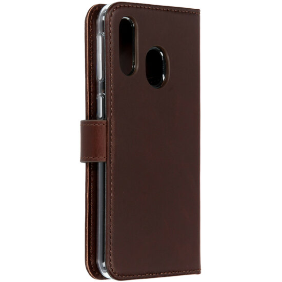 Selencia - Genuine Leather Bookcase voor Samsung Galaxy A40 - Brown