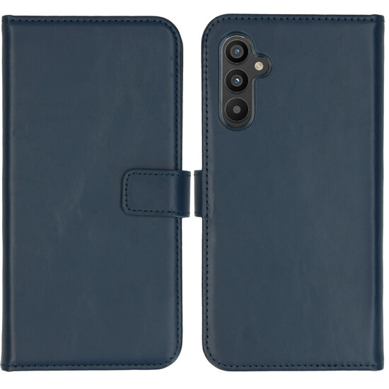Selencia - Genuine Leather Bookcase voor Samsung Galaxy A34 (5G) - Blue