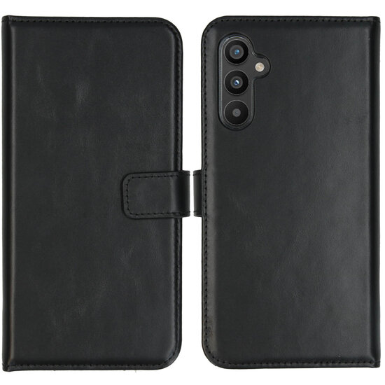 Selencia - Genuine Leather Bookcase voor Samsung Galaxy A34 (5G) - Black