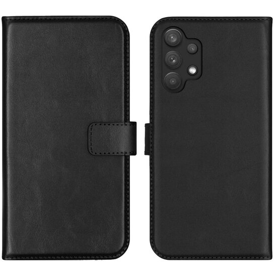 Selencia - Genuine Leather Bookcase voor Samsung Galaxy A32 (5G) - Black