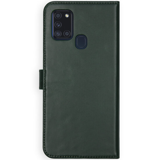 Selencia - Genuine Leather Bookcase voor Samsung Galaxy A21s - Green