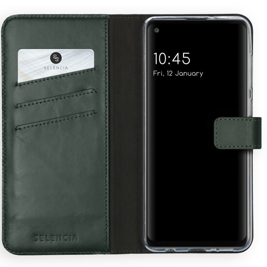 Selencia - Genuine Leather Bookcase voor Samsung Galaxy A21s - Green