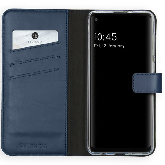 Selencia - Genuine Leather Bookcase voor Samsung Galaxy A21s - Blue