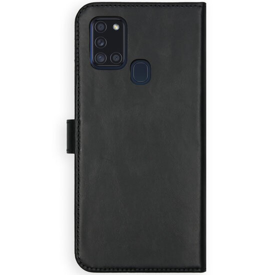 Selencia - Genuine Leather Bookcase voor Samsung Galaxy A21s - Black