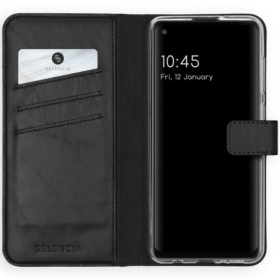 Selencia - Genuine Leather Bookcase voor Samsung Galaxy A21s - Black