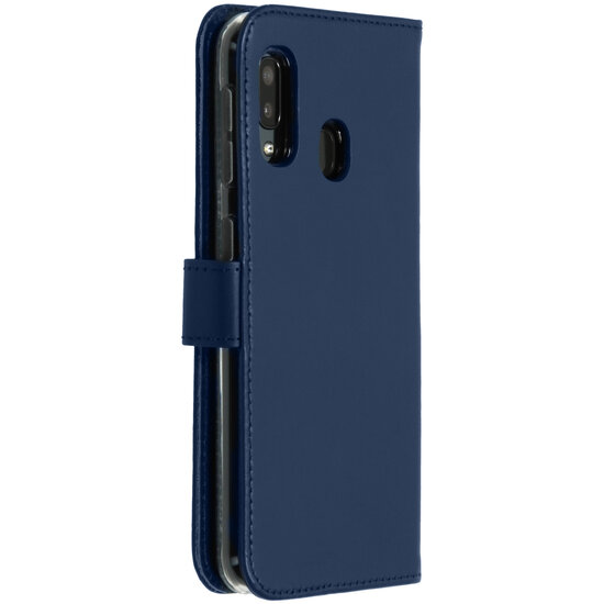 Selencia - Genuine Leather Bookcase voor Samsung Galaxy A20e - Blue