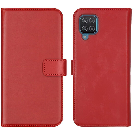 Selencia - Genuine Leather Bookcase voor Samsung Galaxy A12 - Red