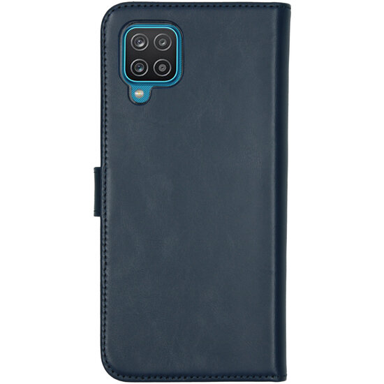 Selencia - Genuine Leather Bookcase voor Samsung Galaxy A12 - Blue