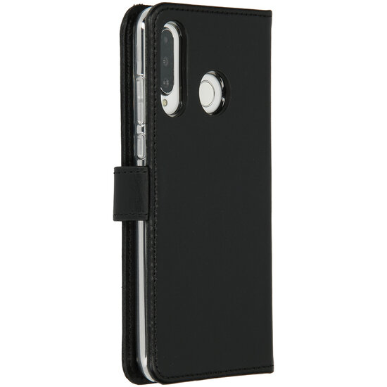 Selencia - Genuine Leather Bookcase voor Huawei P30 Lite - Black